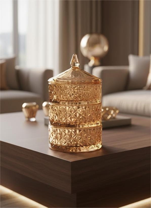 Bonbonnière en verre 3 étage  